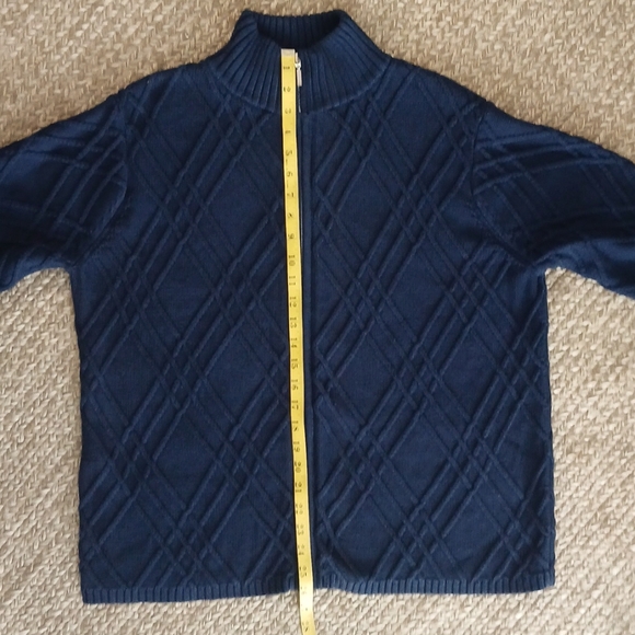 Cozy Zip Front Mock Neck Womens Sweater Navy Blue - Picture 9 of 12